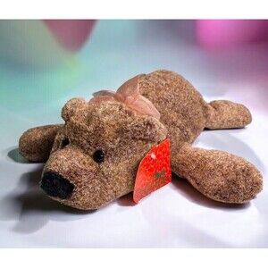Vintage Sears Windsor Collection Plush Bear Stuffed Animal w/Tag Peach Sheer Bow